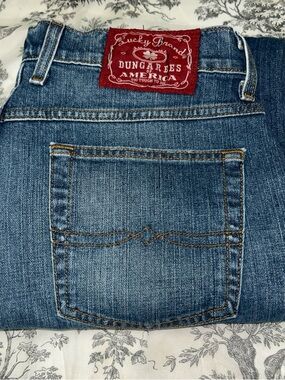 Lucky Brand Blue Denim Jeans with Brushed Metal Button